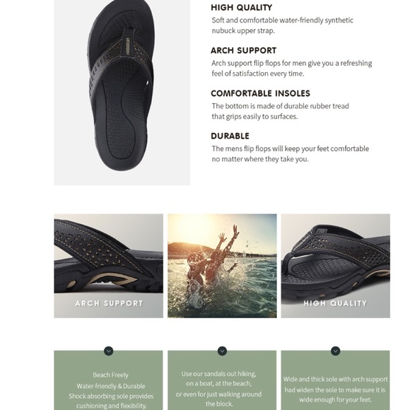 Mens Thong Sandals Beach Flip Flop Green Beige main image 4